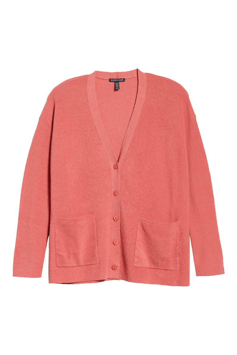 Boyfriend Linen Blend Cardigan, Alternate, color, BRIGHT SANDSTONE