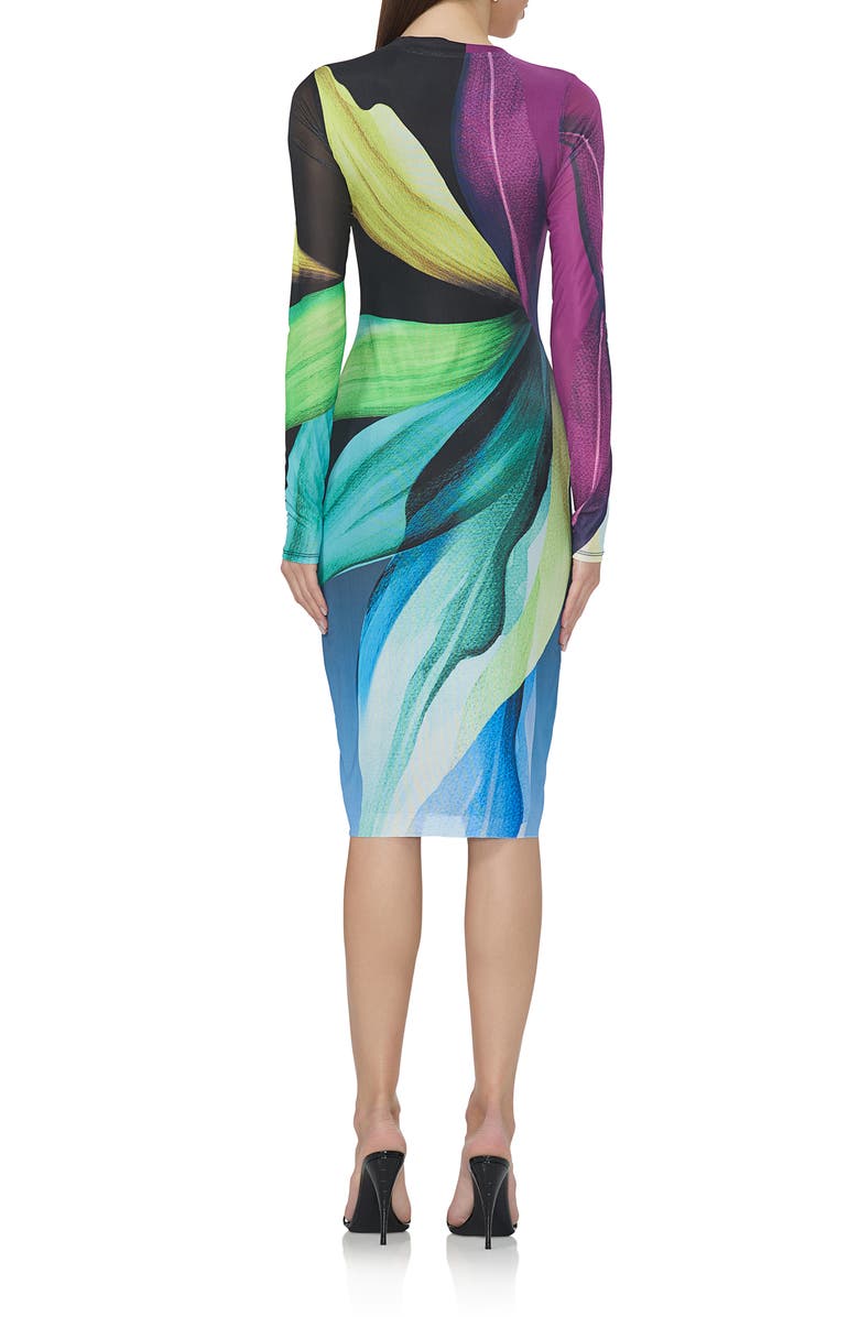 AFRM Diane Plunge Neck Long Sleeve Mesh Dress, Alternate, color, 