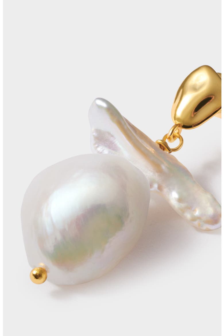 Sol Pearl Earrings, Alternate, color, Gold