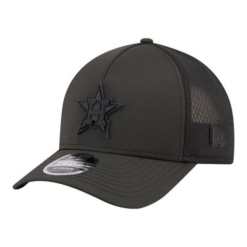 Men's New Era  Black Houston Astros Badged M-Crown A-Frame 9FORTY Trucker Adjustable Hat