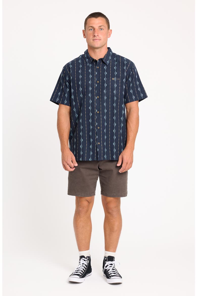 Sundays Stripe Jacquard Short Sleeve Cotton Button-Up Shirt, Alternate, color, REAL TEAL