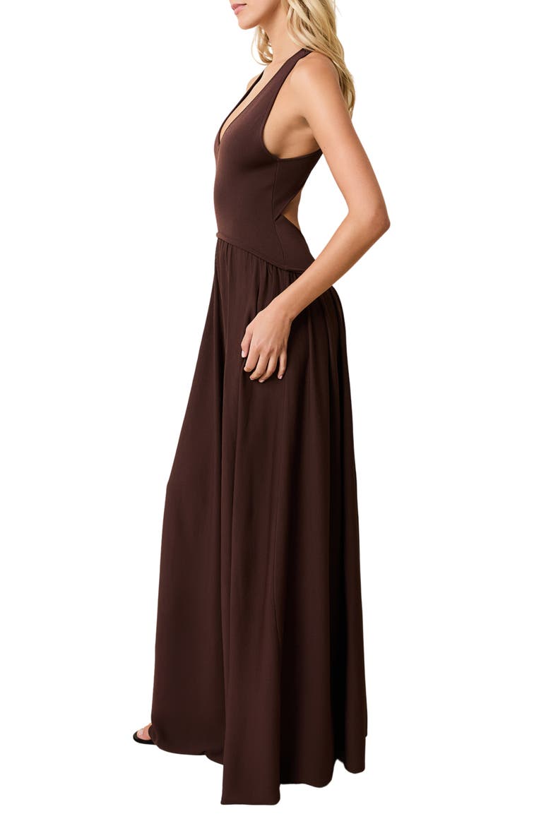 The Maggie Crossback Maxi Dress, Alternate, color, RAISIN BROWN