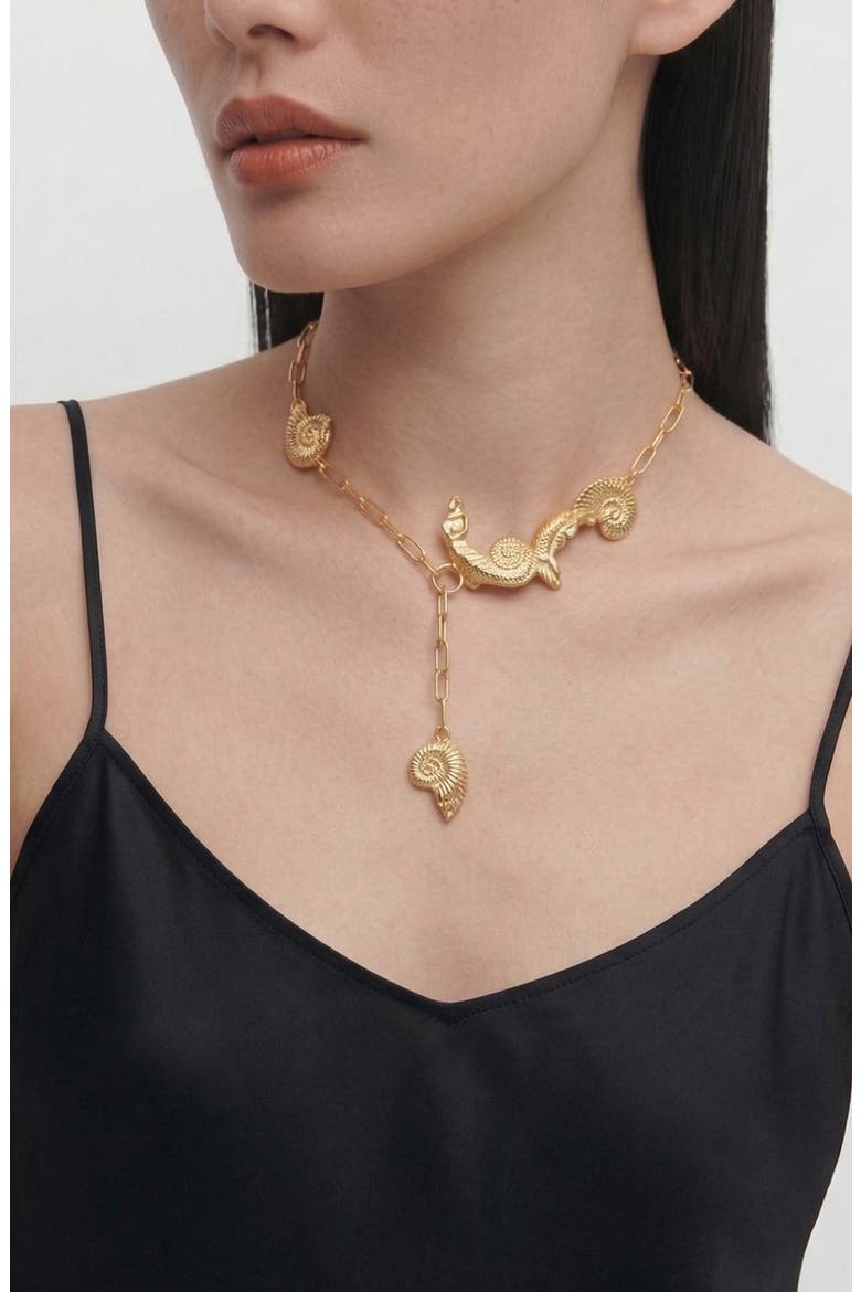 Shell Oldi Medium Necklace in Gold, Alternate, color, Gold