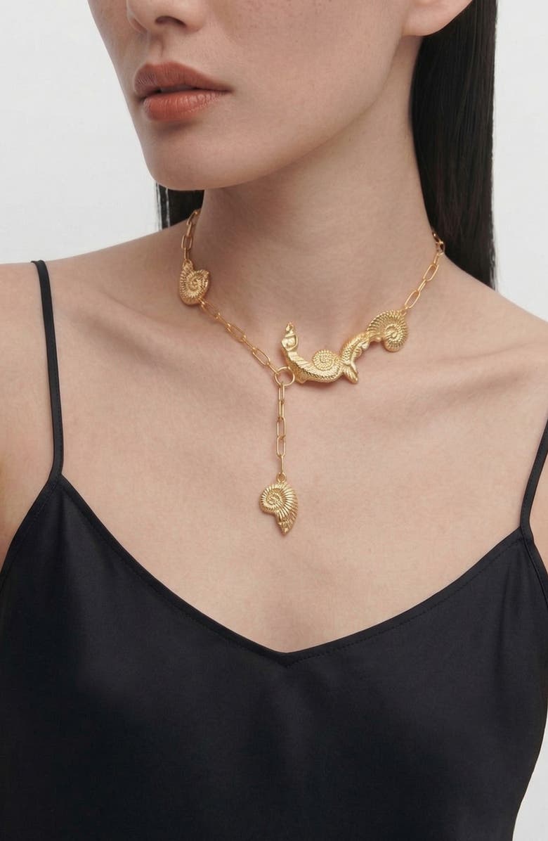 YOJ Shell Oldi Medium Necklace in Gold, Alternate, color, Gold
