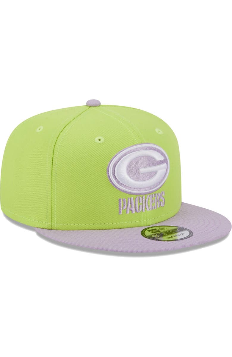 New Era Men's New Era Neon Green/Lavender Green Bay Packers Two-Tone Color Pack 9FIFTY Snapback Hat, Alternate, color, 