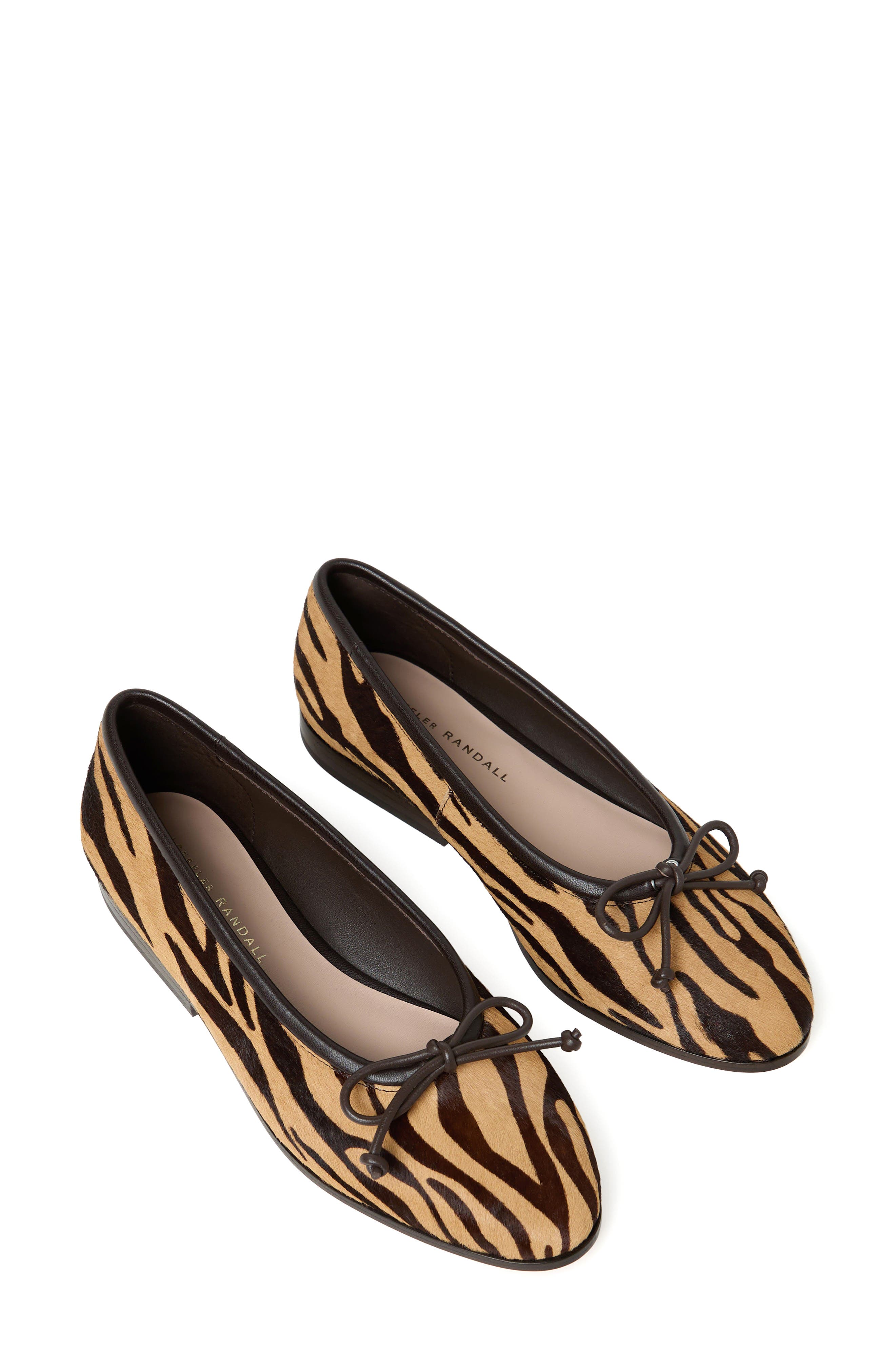 Loeffler Randall Noella Zebra Genuine Calf Hair Flat, Alternate, color, Zebra