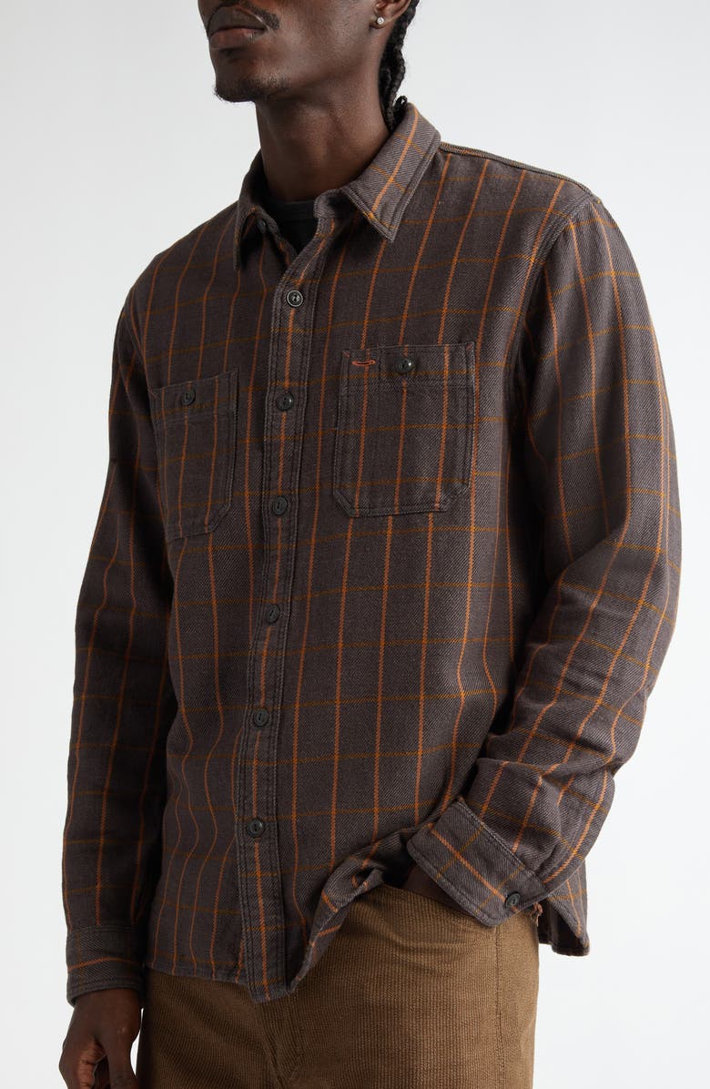 Double RL Plaid Cotton Twill Work Shirt, Alternate, color, Plum/ Orange