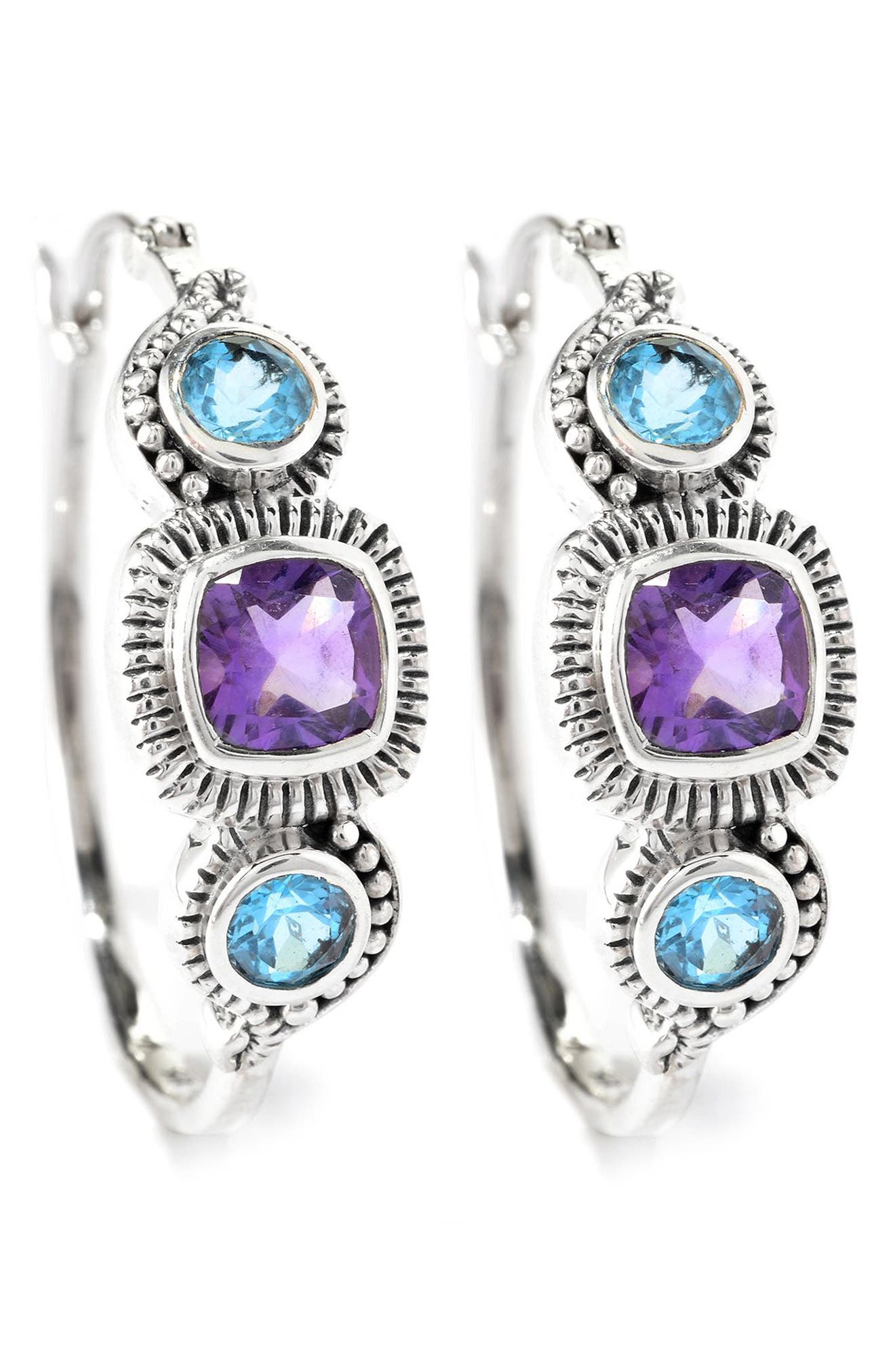 SAMUEL B. Sterling Silver & Semiprecious Stone Earrings