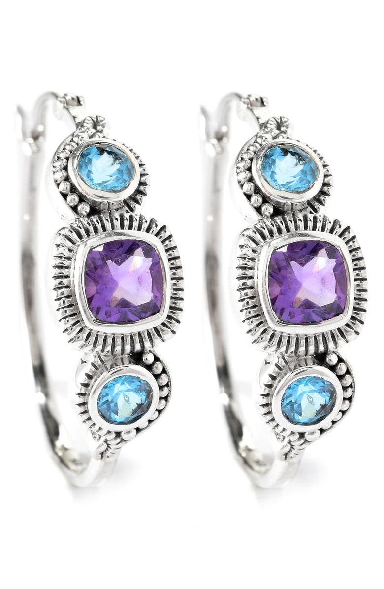 SAMUEL B. Sterling Silver & Semiprecious Stone Earrings, Main, color, Silver/ Amethyst