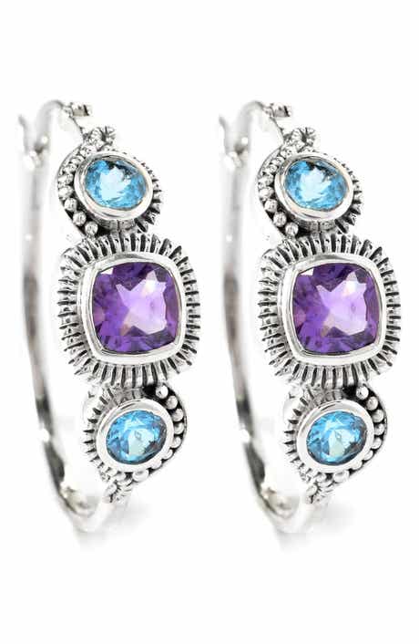 SAMUEL B. Sterling Silver & Semiprecious Stone Earrings