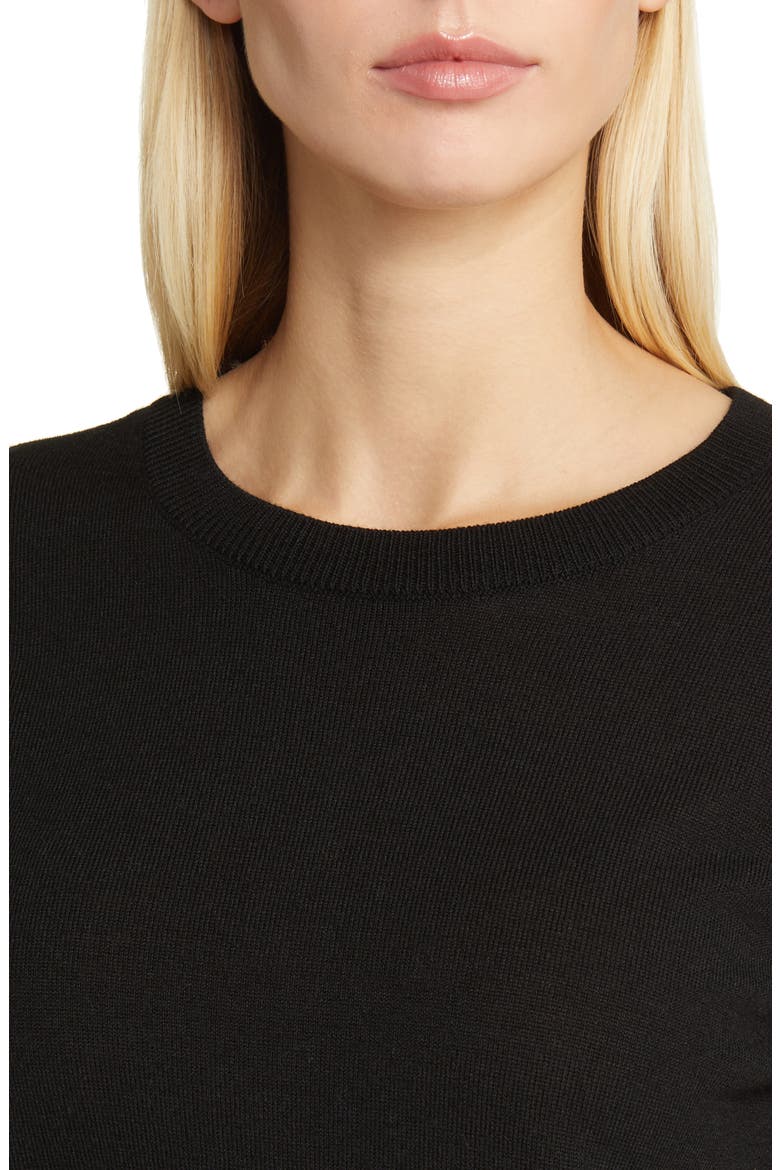 Merino Wool Blend Crewneck Sweater, Alternate, color, BLACK