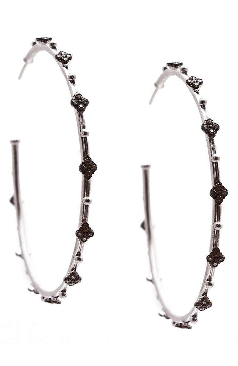 Armenta New World Crivelli Black Diamond Hoop Earrings, Main, color, Silver
