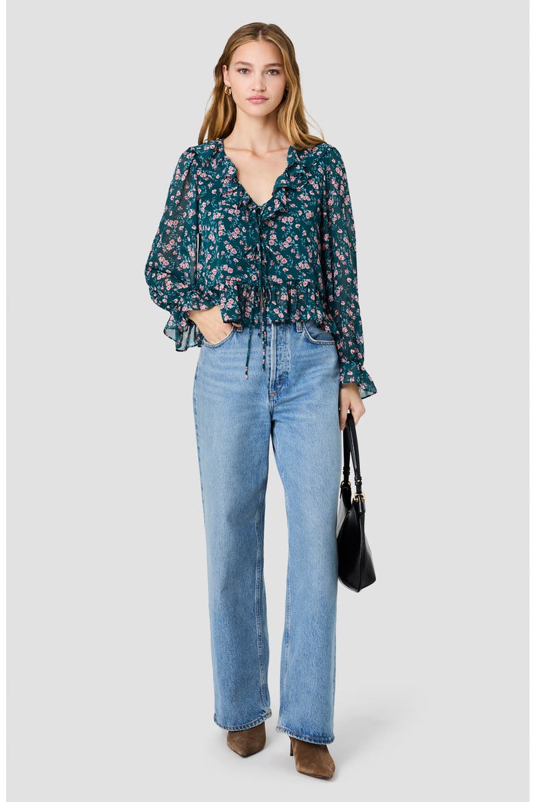Marina Silky Chiffon Peplum Top, Alternate, color, LUCIA FLEUR