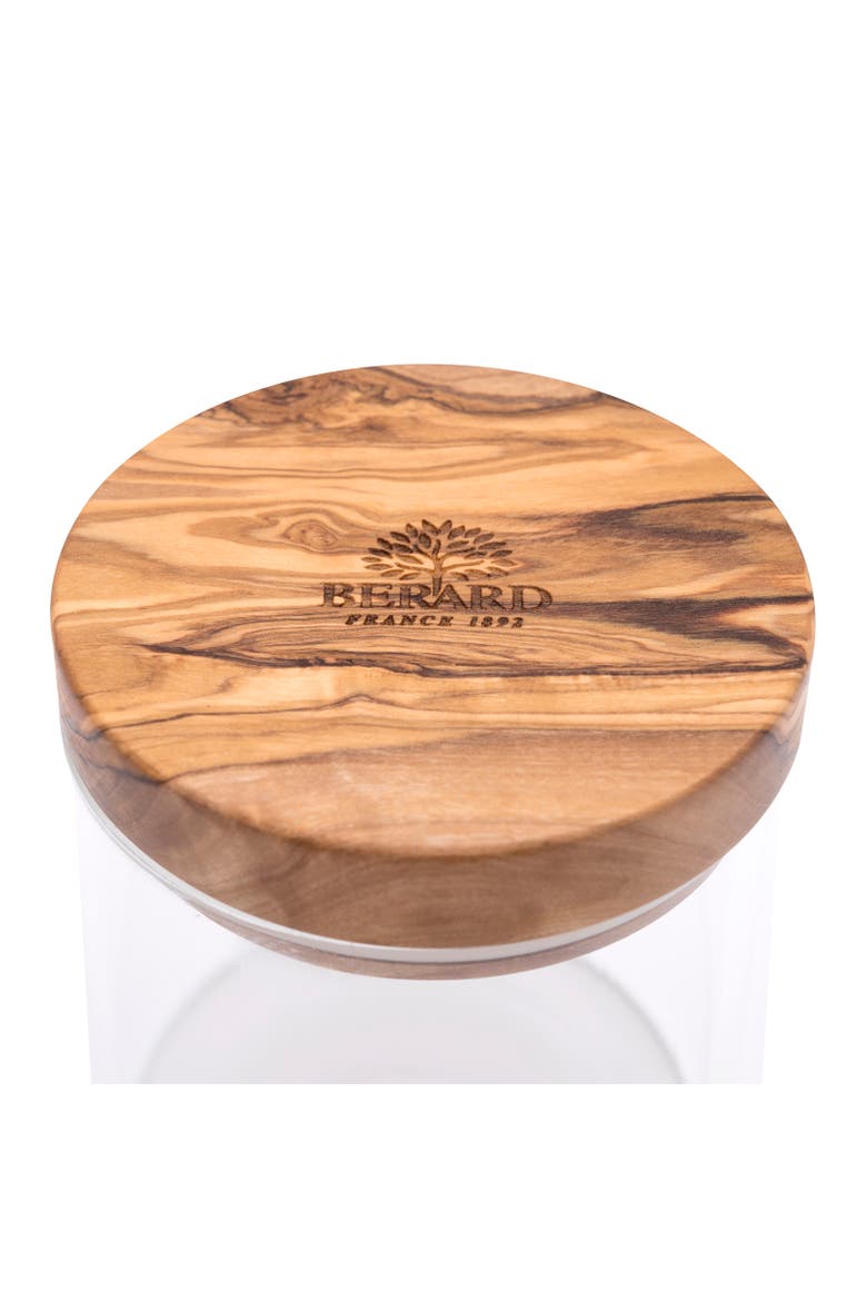 Glass Storage Jar With Olive Wood Lid, 13.5-ounce, Alternate, color, Brown