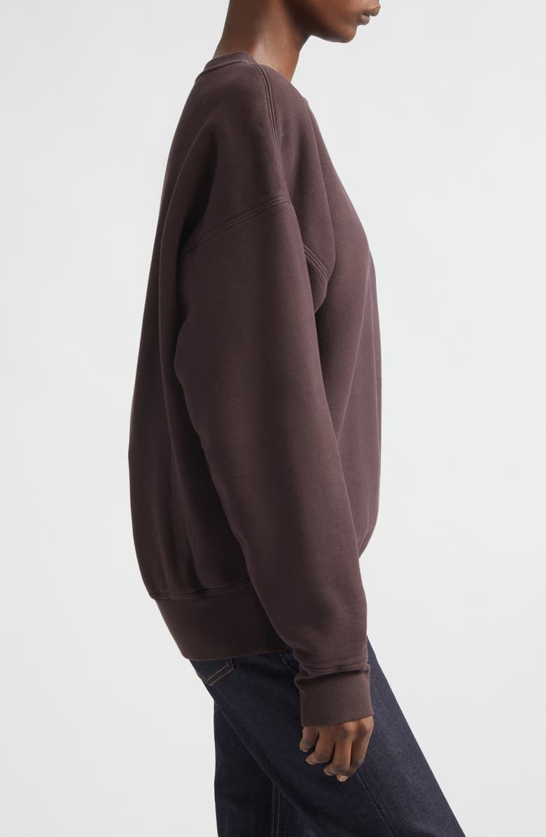 Saint Laurent Logo Cotton Crewneck Sweatshirt, Alternate, color, Taupe Glace