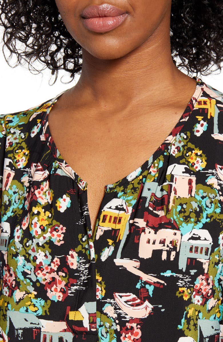 Bobeau Valerie Split Neck Short Sleeve Blouse, Alternate, color, 