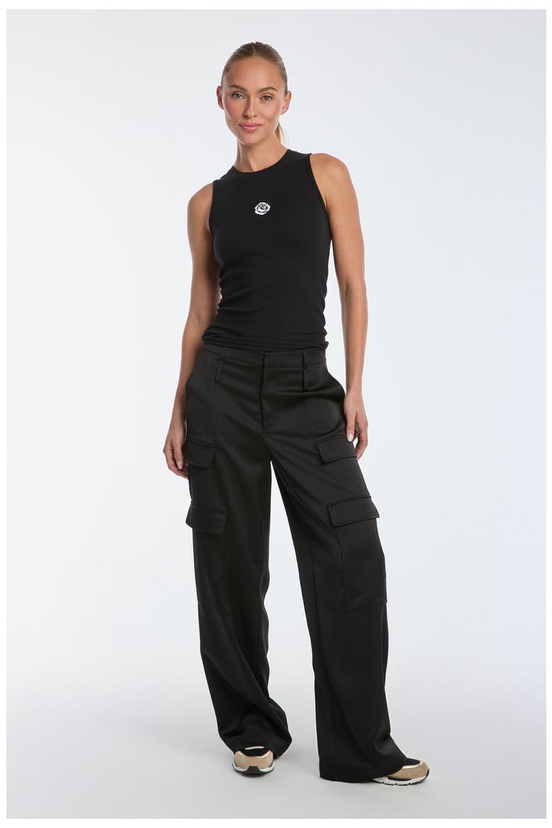 Milan Satin Cargo Pant, Main, color, Black