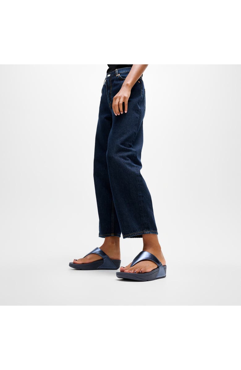 FitFlop Lulu Leather Toe Post Sandals, Alternate, color, Metallic Cosmic Blue