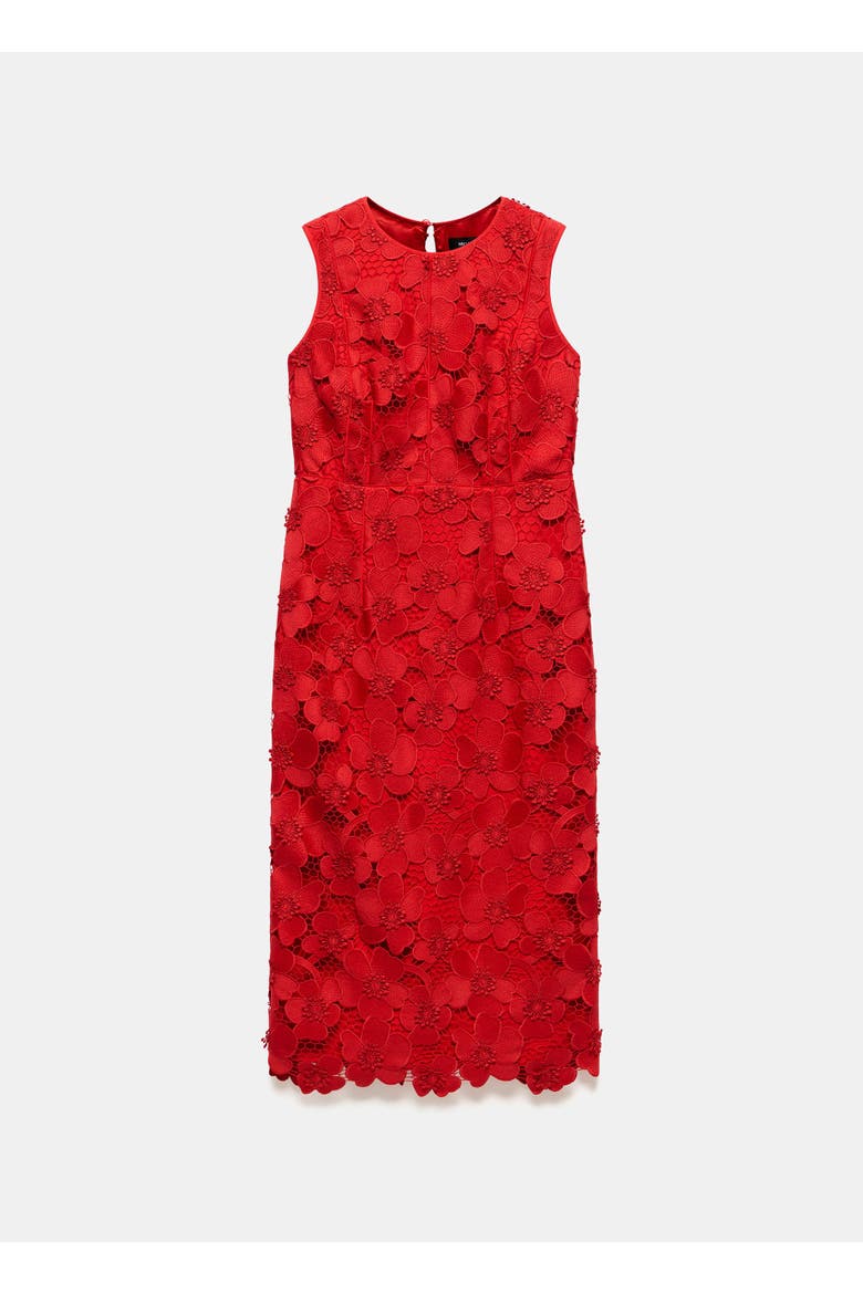 Lace Shift Midi Dress, Alternate, color, Red