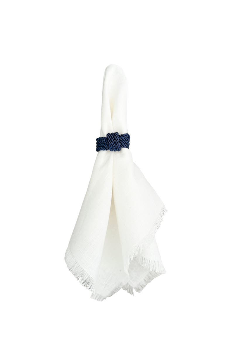 Nautical Rope Napkin Rings- Set of 4, Main, color, Navy Blue