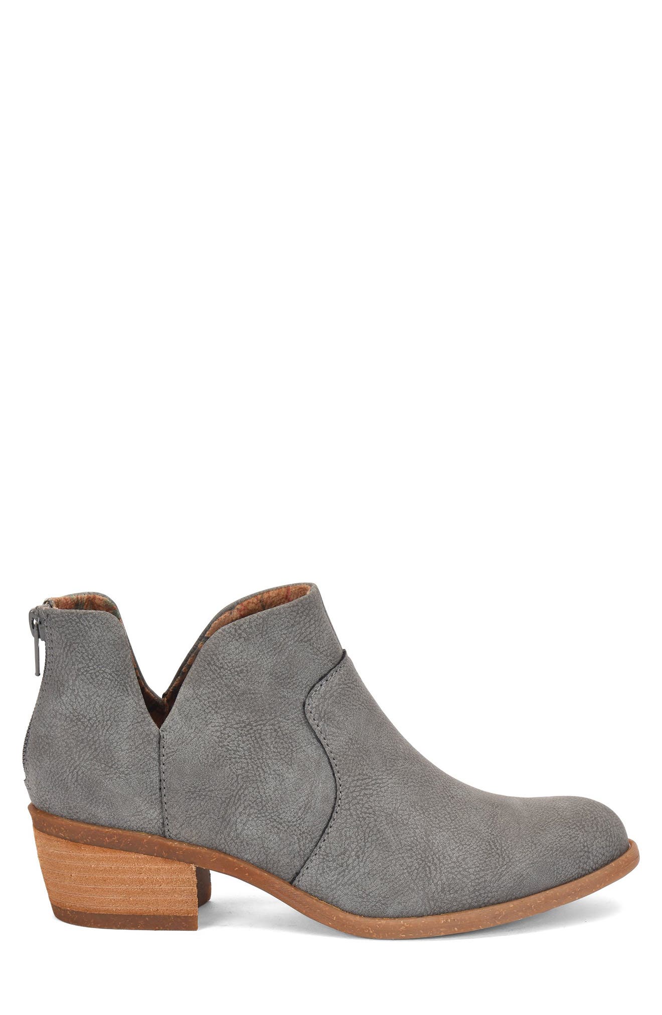 B O C by Born Lucy Notched Topline Block Heel Bootie, Main, color, LIGHT GREY NUBUCK