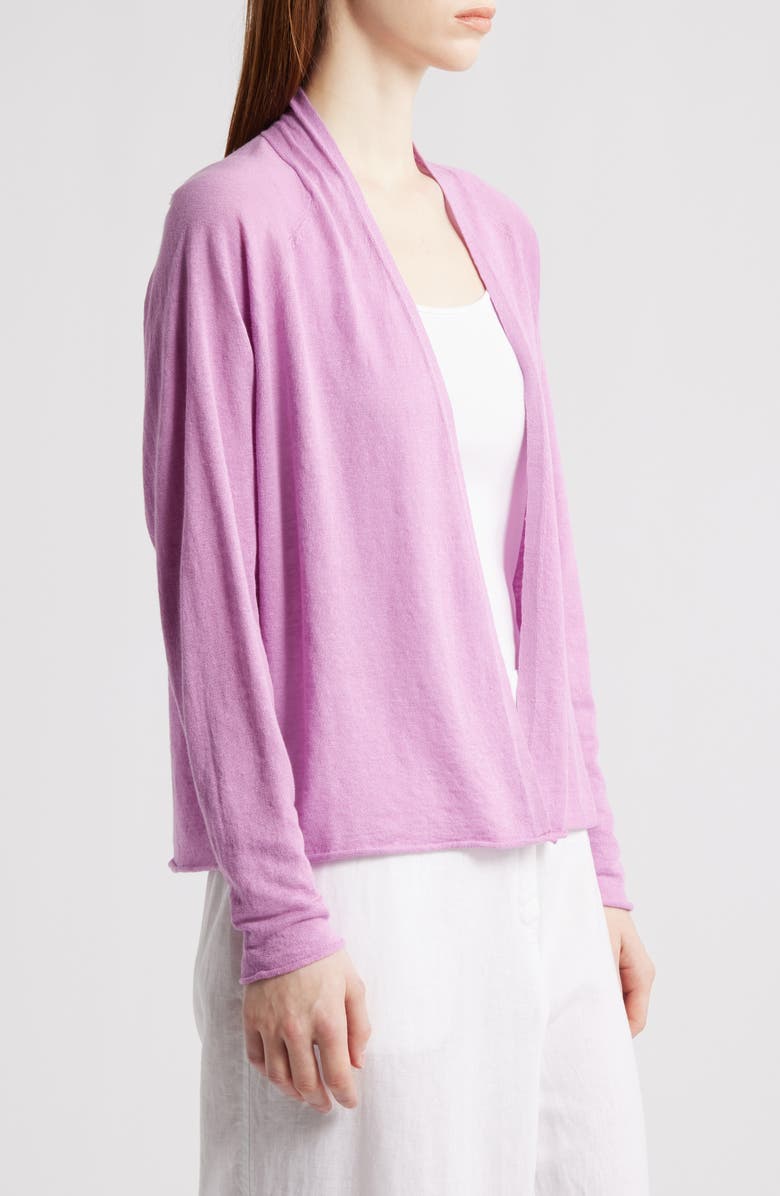 Eileen Fisher Organic Linen & Organic Cotton Open Front Cardigan, Alternate, color, French Lilac