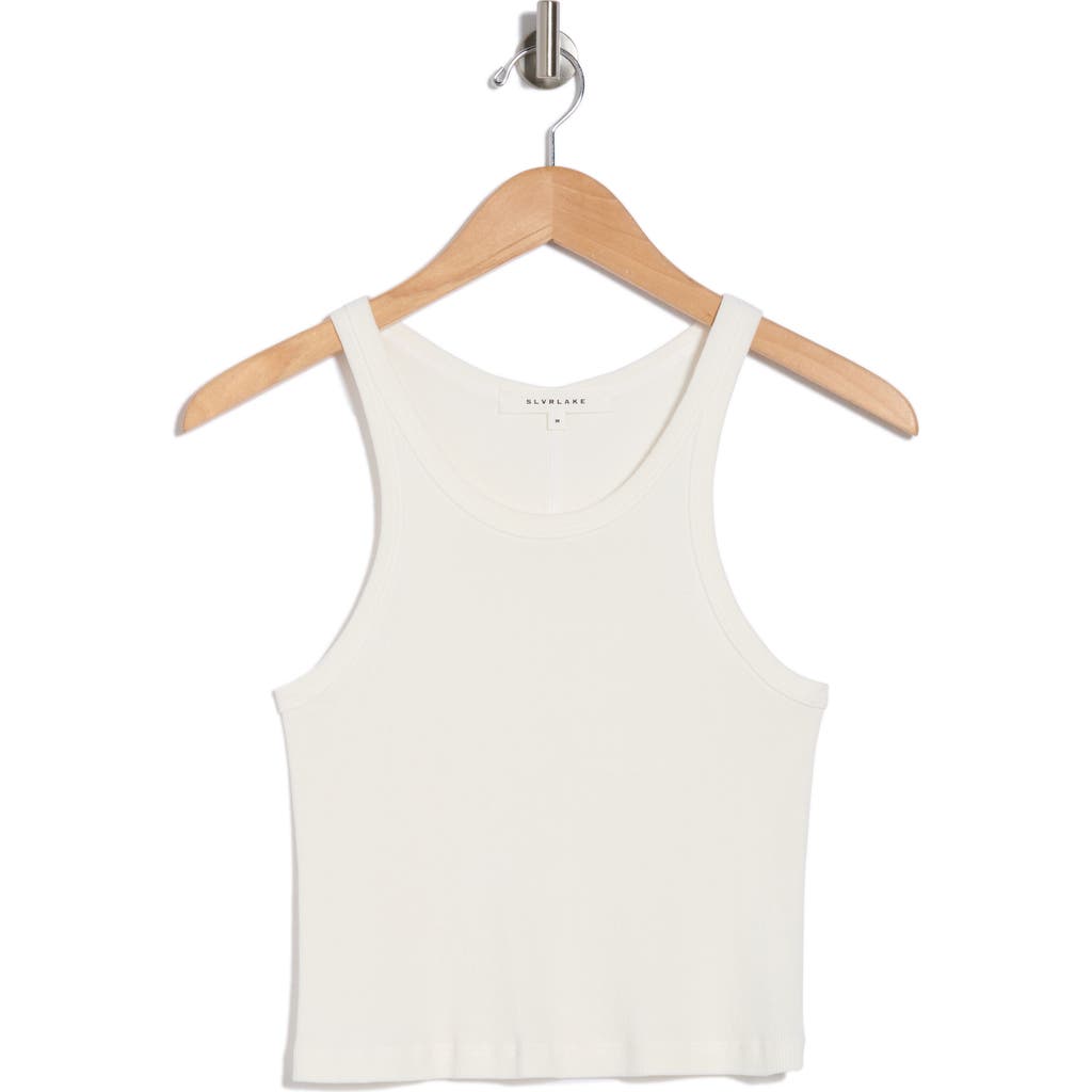 Slvrlake Cotton Ribbed Crop Tank In Natural White