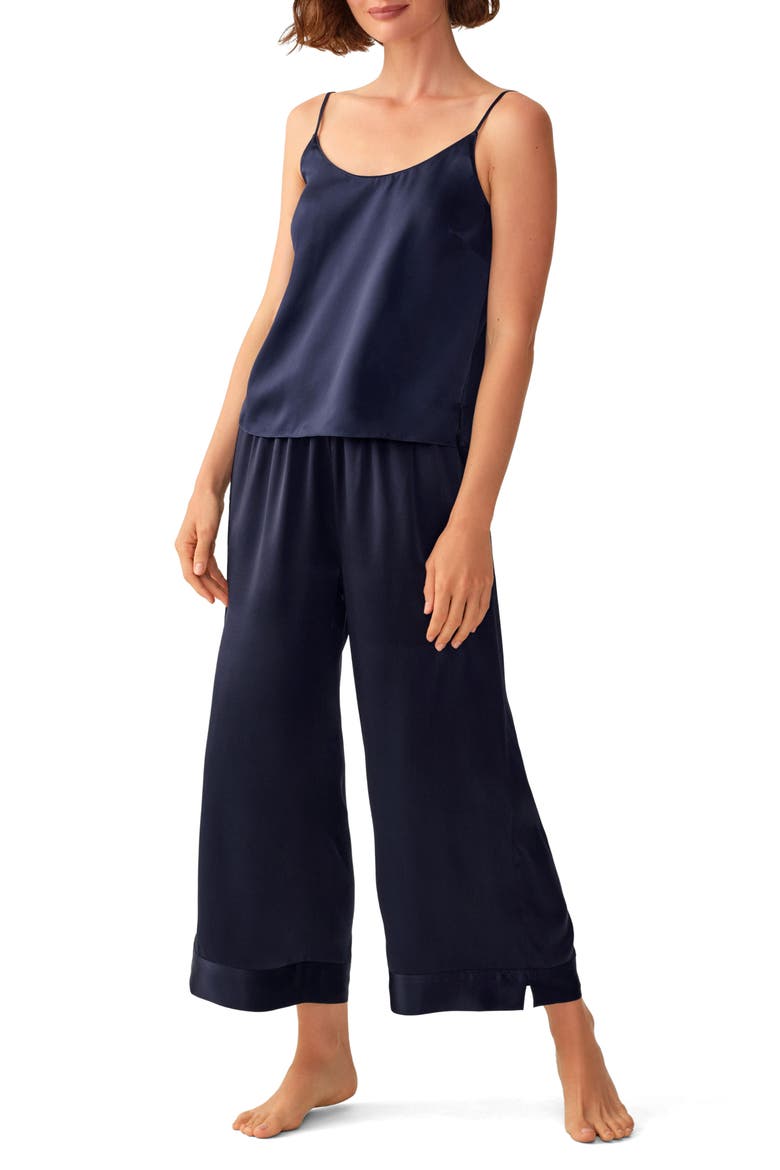 Olivia Silk Pajama Pants, Main, color, NAVY