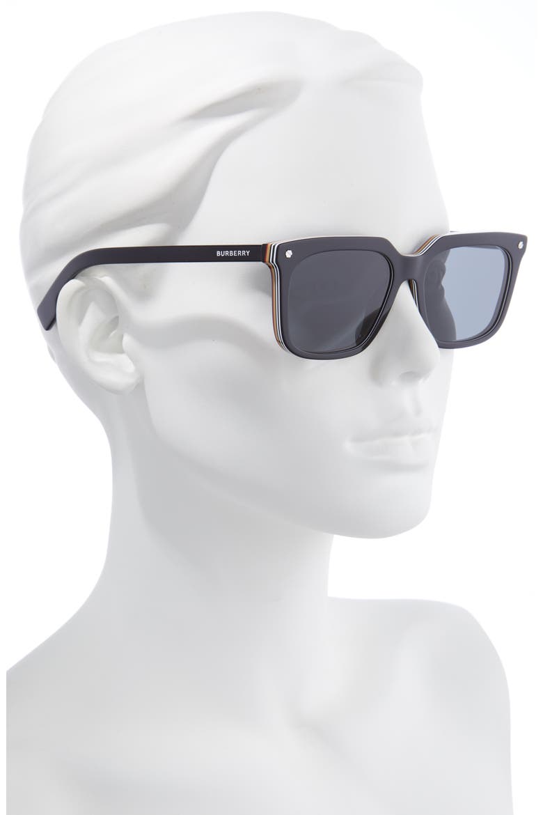 56mm Square Sunglasses, Alternate, color, BLACK