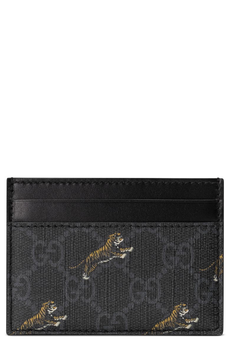 Gucci Tiger GG Canvas Card Case, Main, color, 