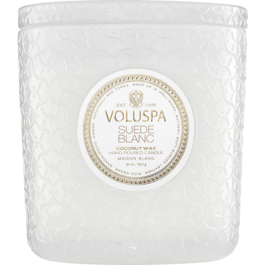 Voluspa Suede Blanc Boxed Luxe Candle In White