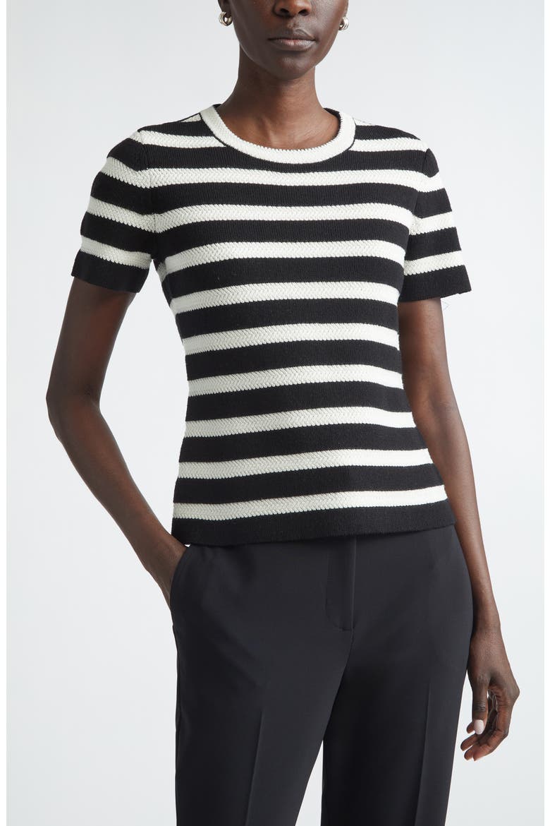 Breton Stripe Wool Blend Sweater, Main, color, BLACK / ECRU MULTI