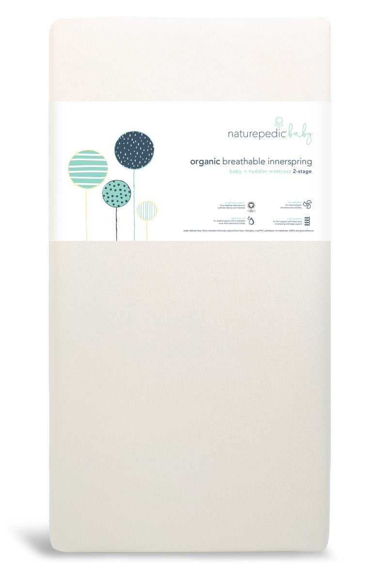 Organic Breathable Innerspring 2-Stage Crib Mattress, Main, color, NATURAL