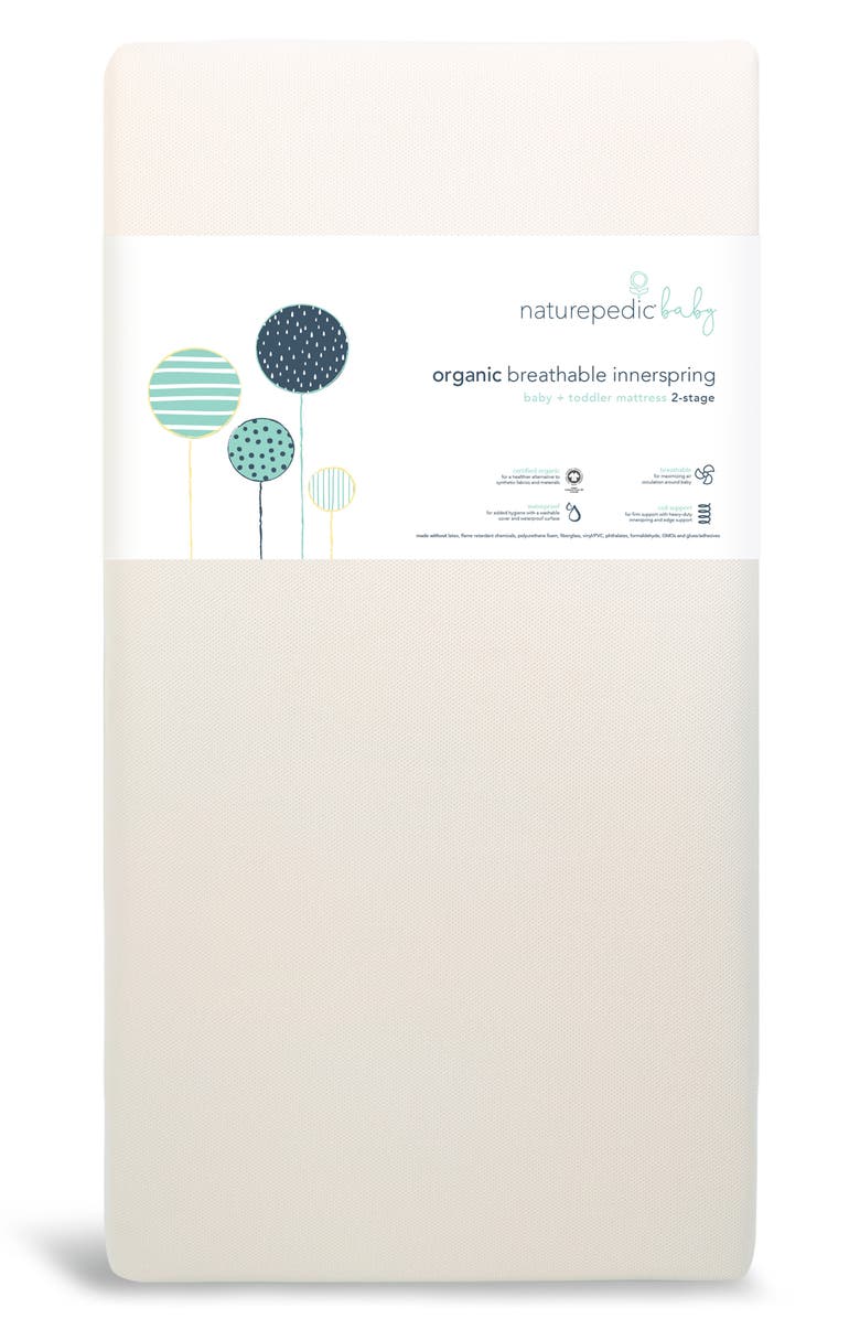 Naturepedic Organic Breathable Innerspring 2-Stage Crib Mattress, Main, color, Natural