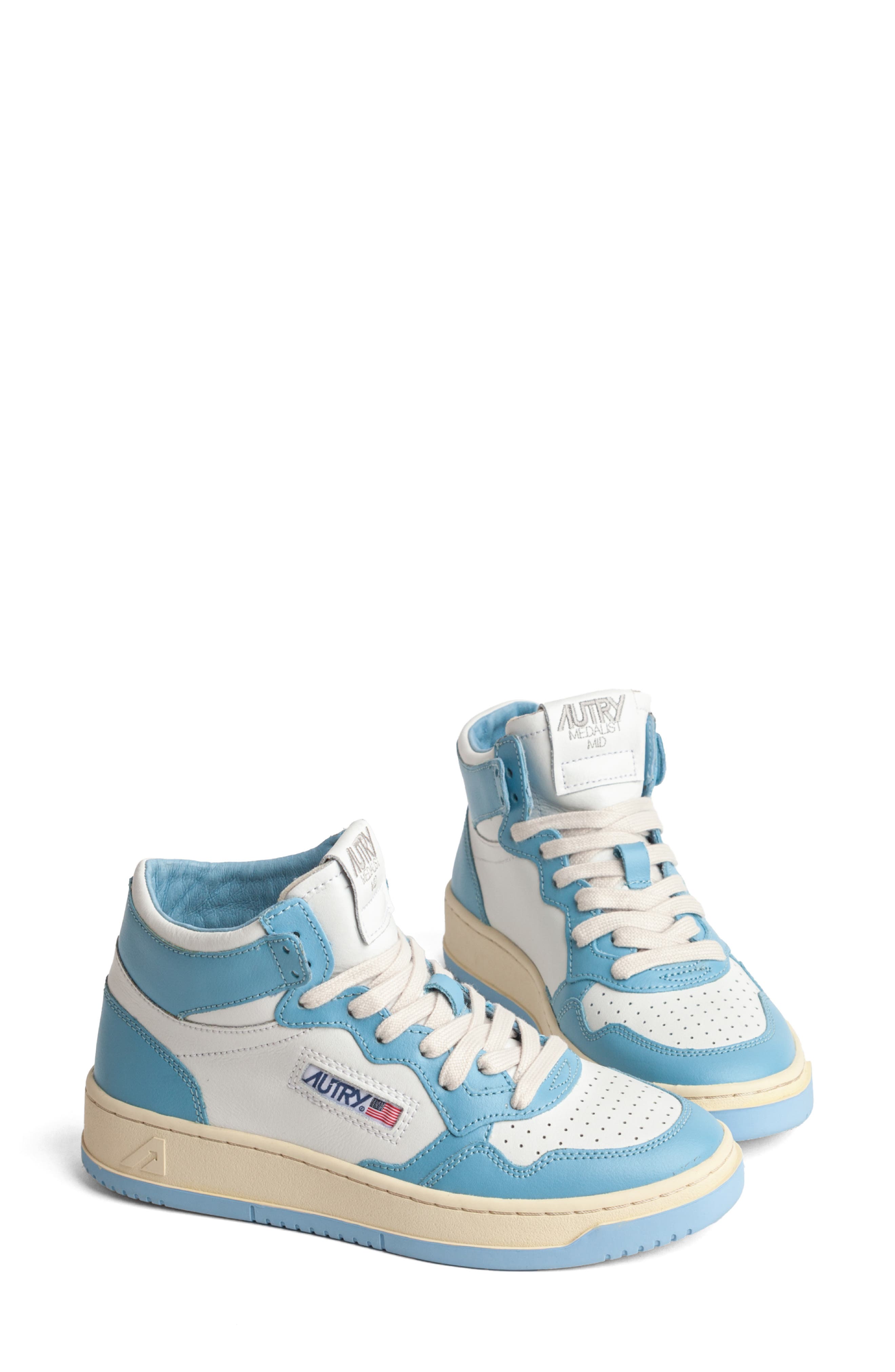 Medalist Mid High Top Sneaker, Alternate, color, SEA BLUE/ WHITE LEATHER
