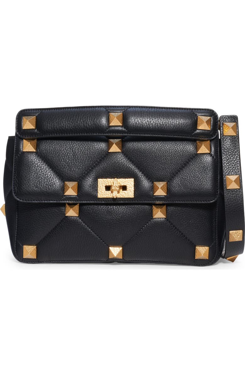 Valentino Garavani Large Roman Stud Matelassé Leather Top Handle Bag, Main, color,