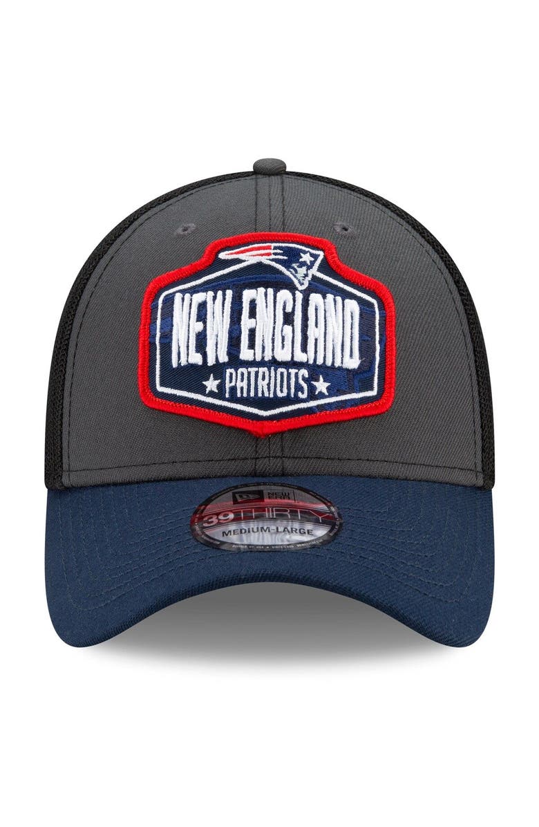 New Era Men's New Era Graphite/Navy New England Patriots 2021 NFL Draft Trucker 39THIRTY Flex Hat, Alternate, color, 