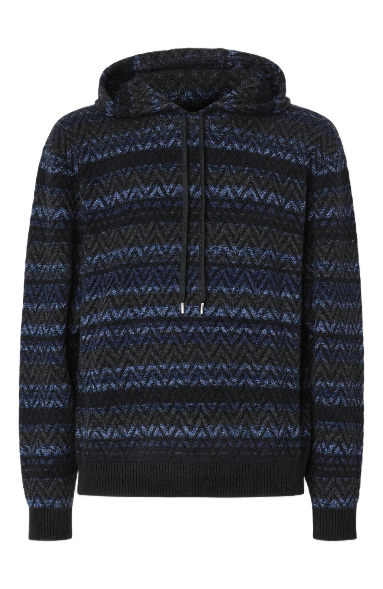 Hooded Sweater In Wool Blend With Zigzag Pattern - image 2