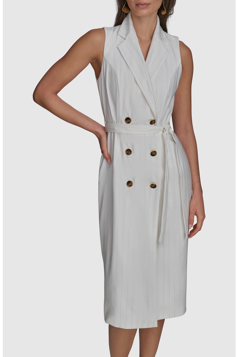 Double Breasted Sleeveless Dress, Alternate, color, CREAM/ LIMESTONE