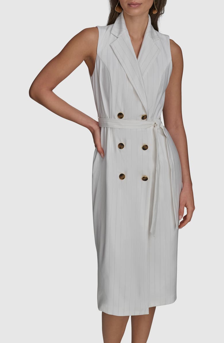 Donna Karan New York Double Breasted Sleeveless Dress, Alternate, color, Cream/ Limestone