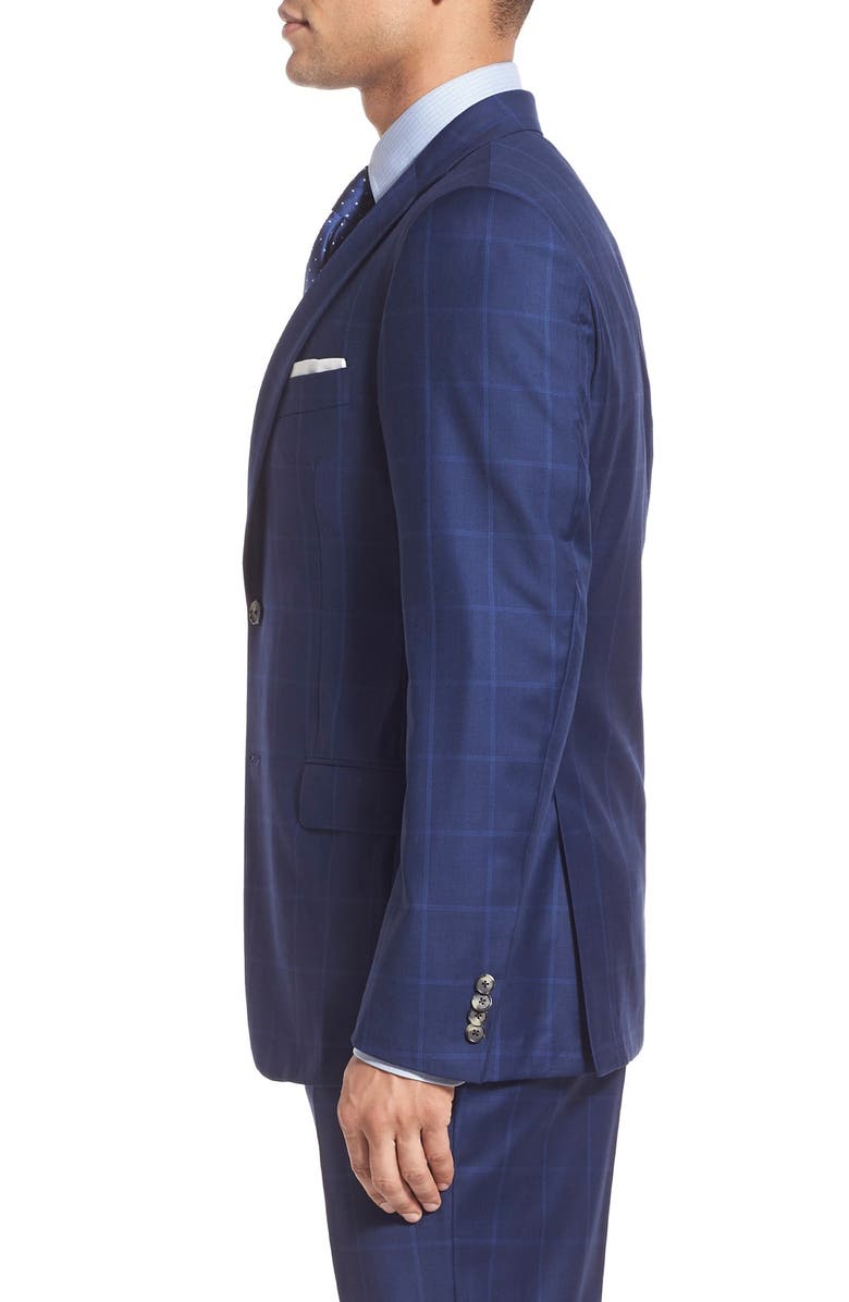 Hickey Freeman Classic Fit Windowpane Wool Suit, Alternate, color,