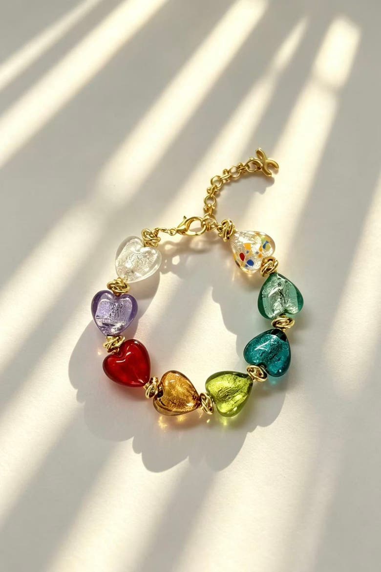 Valentina Murano Heart Bracelet, Main, color, Red