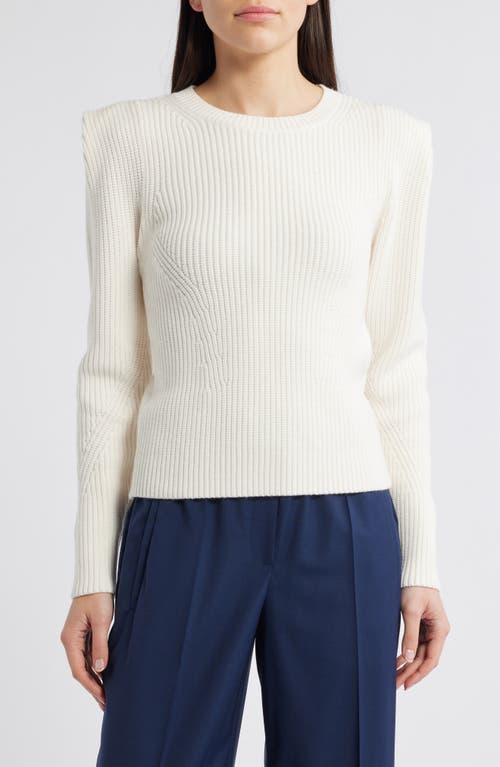 Hugo Boss Boss Frarimi Extended Shoulder Crewneck Sweater In Soft Cream