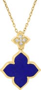 EFFY Diamond & Lapis Lazuli Clover Pendant Necklace