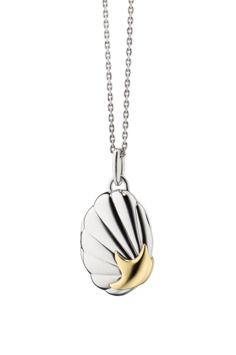 Neptune Shell 18k Gold and Sterling Silver Locket Necklace, Main, color, TWO TONE