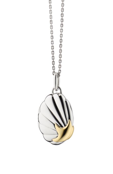 Neptune Shell 18k Gold and Sterling Silver Locket Necklace