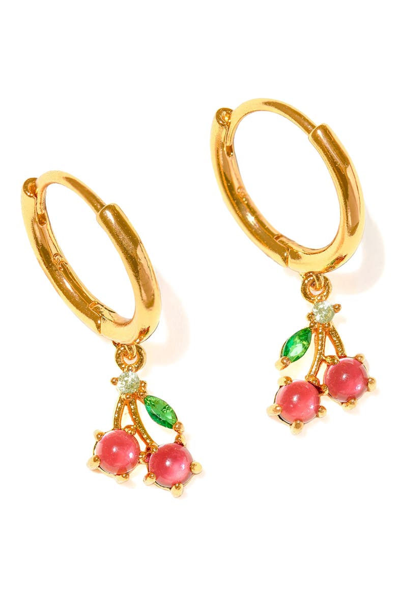 Cherry Sweet Hoop Earrings, Main, color, GOLD