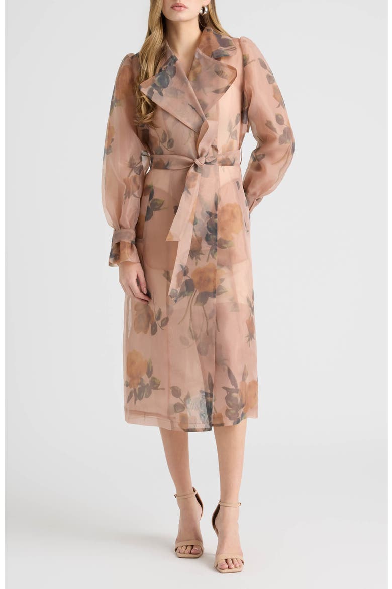 Floral Organza Trench Coat, Main, color, FLORAL