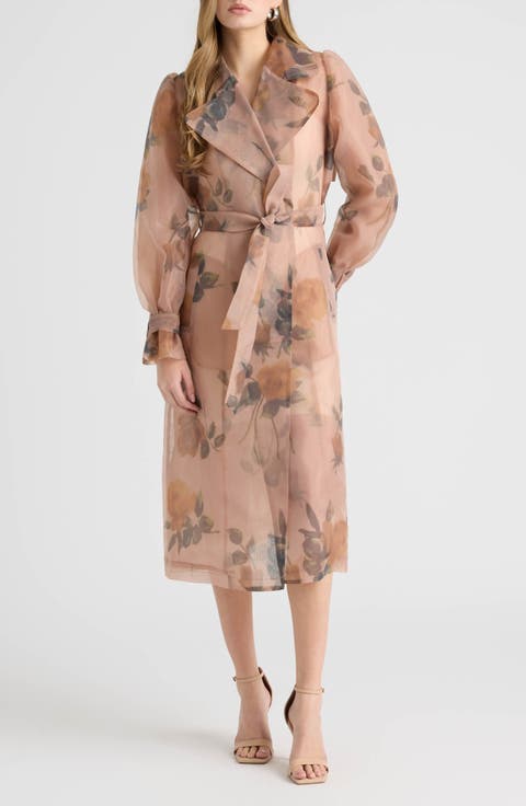 Floral Organza Trench Coat