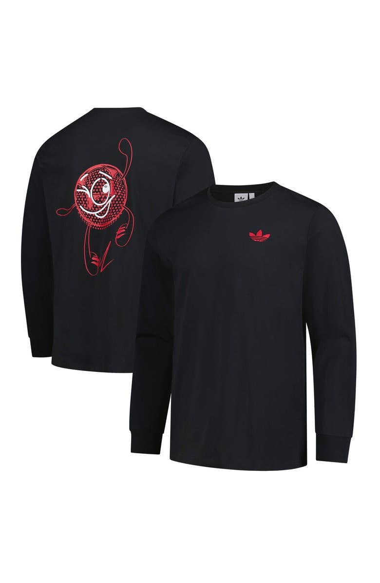 adidas Men's adidas Black Ajax Culturewear Graphic Long Sleeve T-Shirt, Main, color, Black